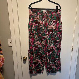 Cynthia Rowley 100% Linen Floral Pants – Green/Pink/Brown – Women’s XL